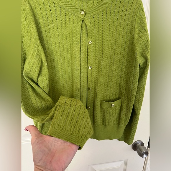 Free Assembly 2-Piece Green Knit Set XL Cardigan + Sleeveless Sweater - Picture 7 of 10